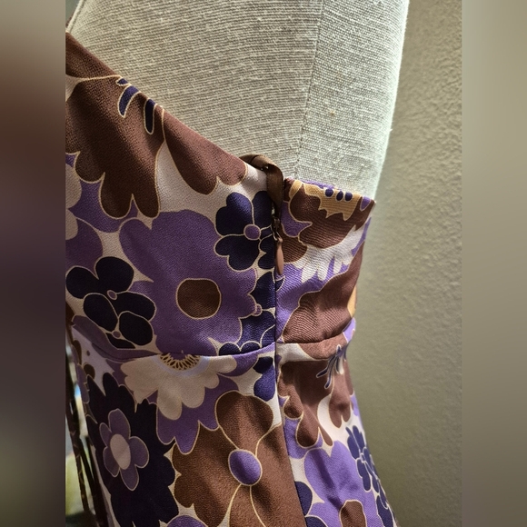 Express Purple and Brown Floral Dress - Picture 3 of 7